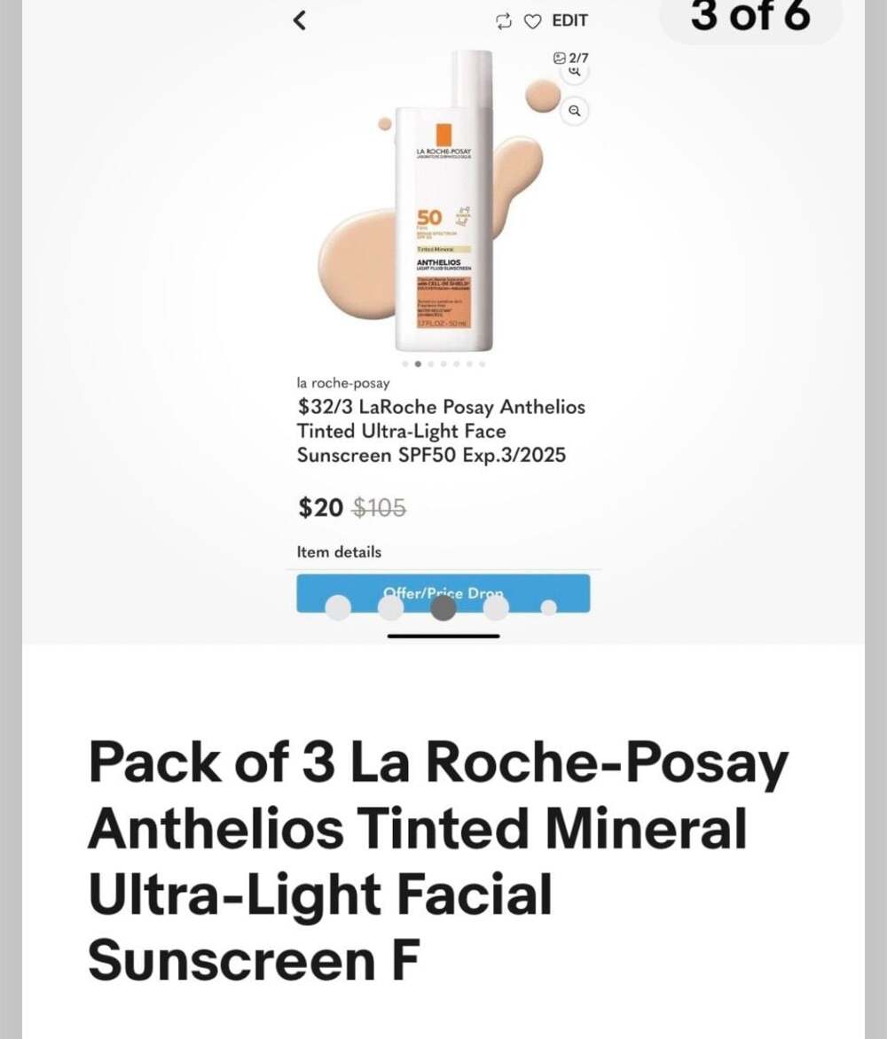 Pack of 3 La Roche-Posay Facial Sunscreen SPF 50 Expiration 3/2025 - Picture 3 of 6
